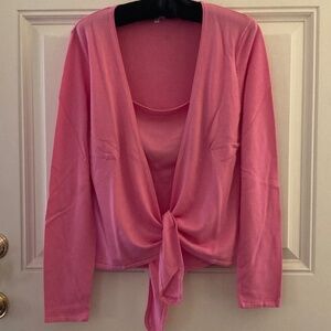 Vertigo Paris Tie Front Fine Gauge Knit Sweater & Camisole/Pink/L/REDUCED PRICE!
